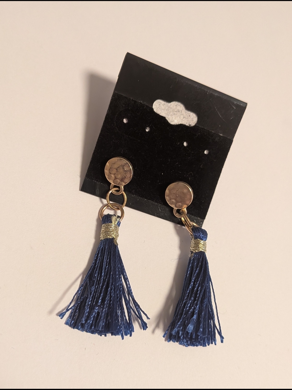 Gold-Accent Navy Tassel Drop Earrings - Women Jewelry